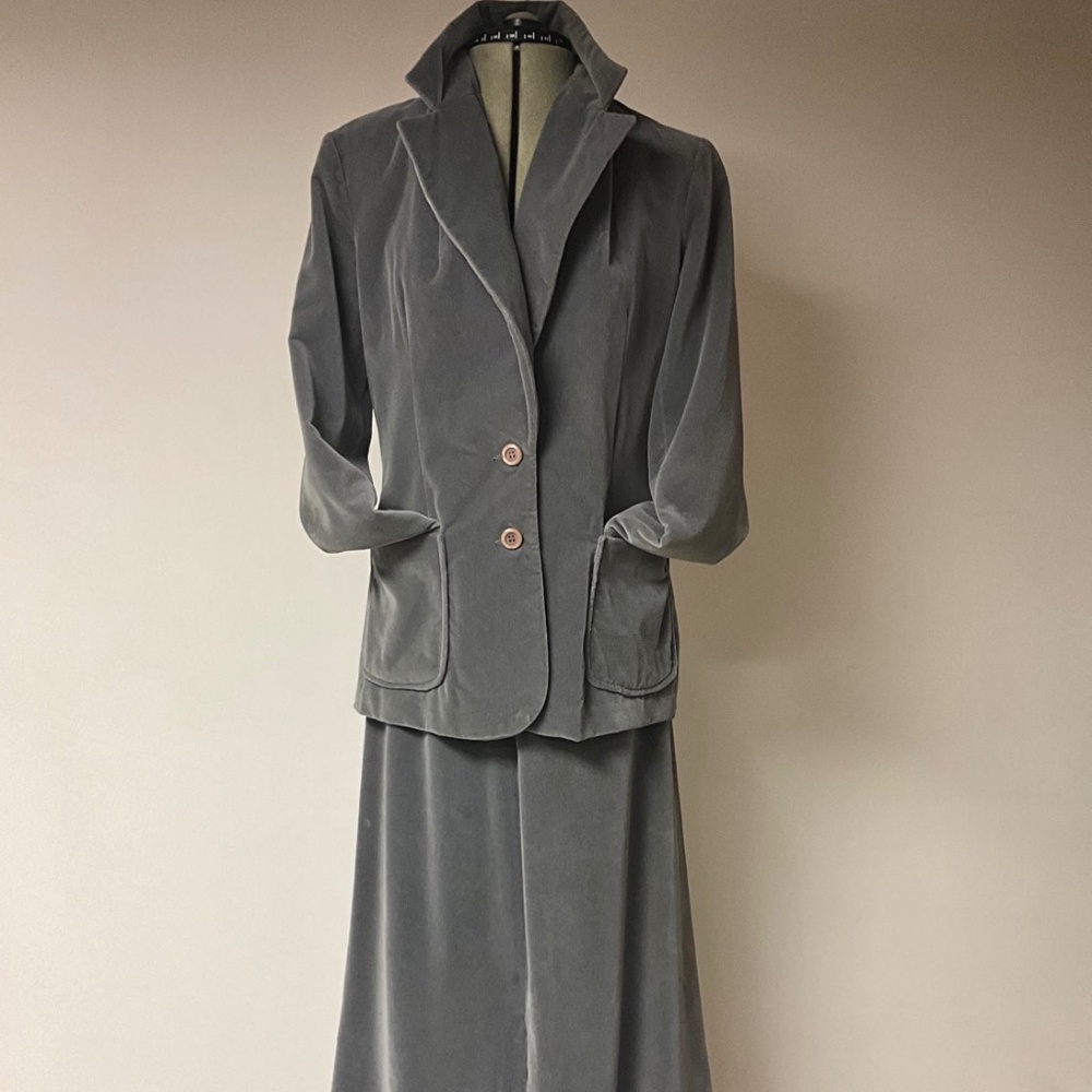 Vintage White Stag velour blazer and maxi skirt set, late 1990s/early Y2K